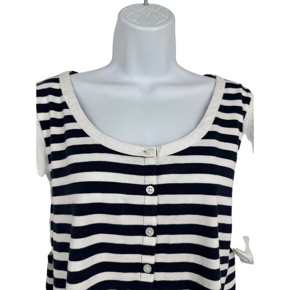 Talbots Short Puffy Sleeve Scoop Neck Striped Top Size L - Picture 2 of 7
